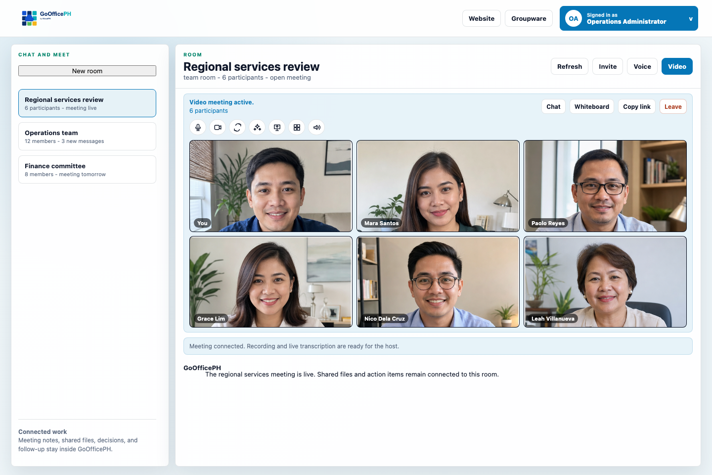 GoOfficePH Connect with business participants in a video meeting
